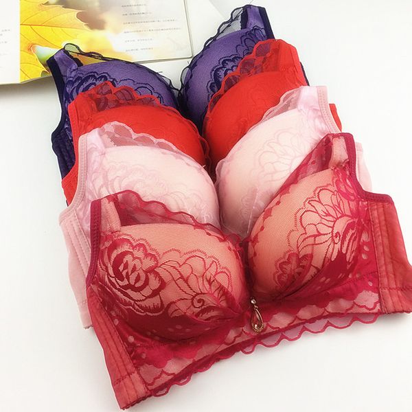 

non-steel ring bra health non-steel ring bra adjustable underwear, Red;black