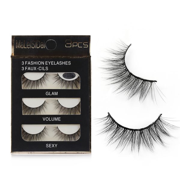 

3 pairs cross wispy false eyelashes extension tools 3d syntheic hair handmade long natural eye lashes