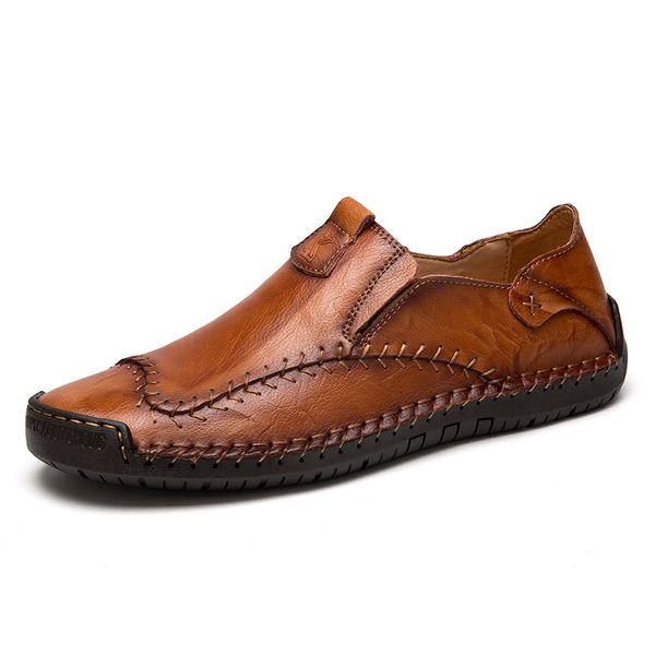 

men shoes leather casual loafers breathable flats soft light shoes fashion men's driving footwear big size 38-48, Black