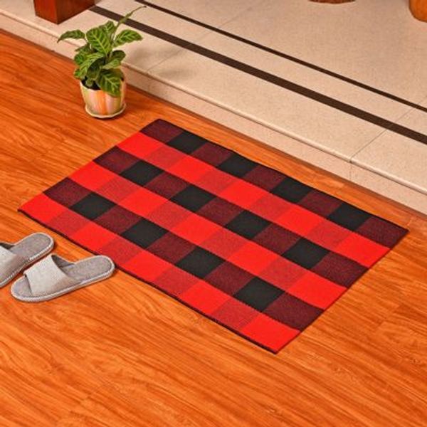 

plaid cotton doormat rugs tartan buffalo checkered layered door mats outdoor throw rugs for front porch entry way kitchen bathroom eea1352-5