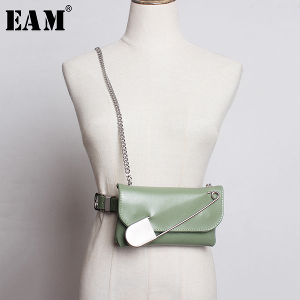 

eam] pu leather big pin metal chain mini-bag long belt personality women new fashion tide all-match spring autumn 2020 1a982