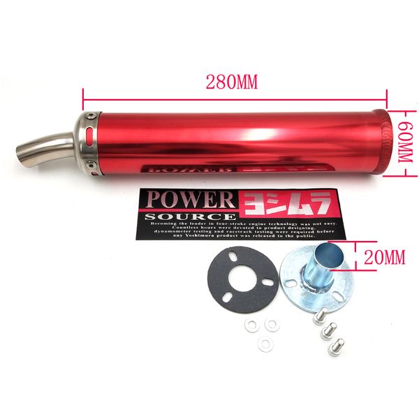 

7 color universal metal 20mm motorcycle racing exhaust muffler silence 2 stroke motorcycle exhaust pipe muffler jog 50