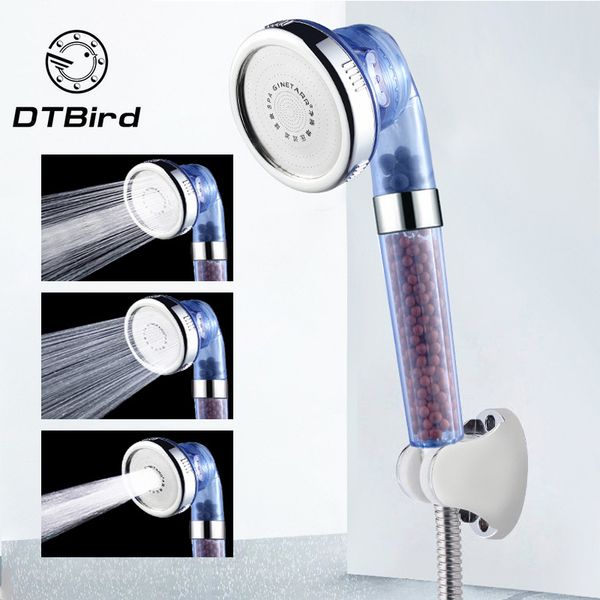 

shower bath head adjustable 3 mode high pressure stone stream handheld shower head with negative ion activated ceramic balls