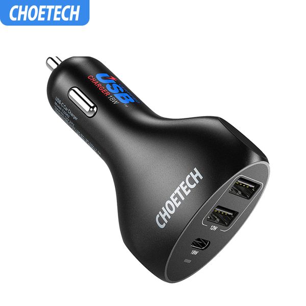 

choetech car charger 30w power delivery type-c mobile phone charger for samsung note 8/s8/s8+ other smartphone usb, Black