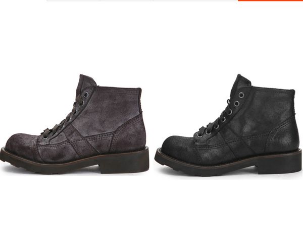 

manual squat fashion new list boots men's scrub leather retro desert boots big head with martin tide cowboy boots, Black