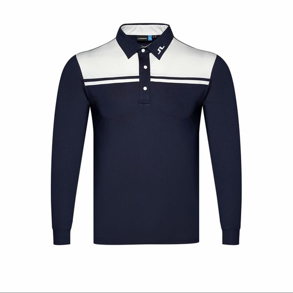 

swirling men long-sleeved golf clothing striped stitching golf t-shirt spring autumn casual shirt ing, Black;blue