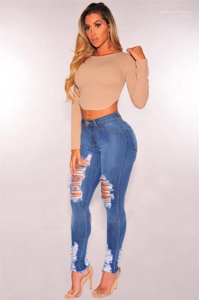 

waist skinny girls slim blue womens trousers fashion designer women washed hole jeans casual ripped high