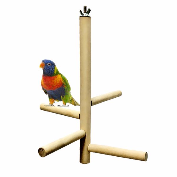 

portable parrot bird toys cage parrot perch 4 layer standing stages toys decor platform natural wooden rotating ladder