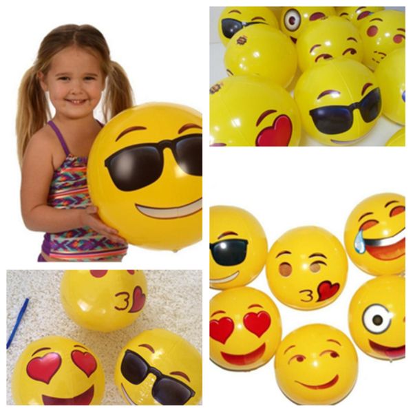 

fashion 30cm emoji face beach balls inflatablea ball round for water play pool pvc toys party supply kids gift beach toyst2g5039