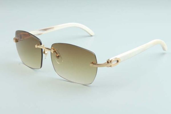 

2020 new factory direct sales simple luxury sunglasses glasses a3524012 luxury frameless natural black / white horns temple, White;black