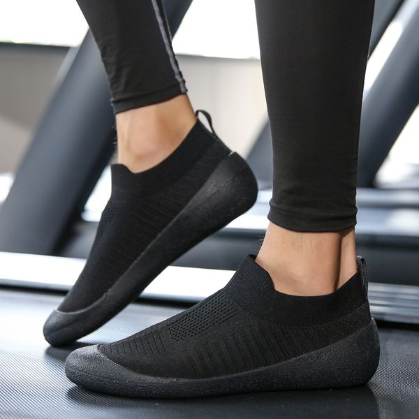 

2020 women shoes flat plus size fashion sock sneakers slip on flat shoes women loafers walking vulcanized female, Black