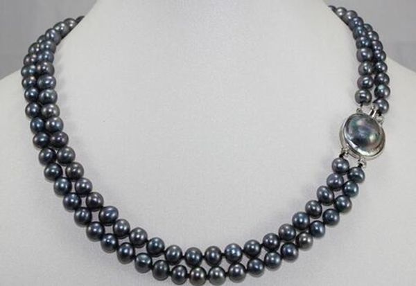 

2rows freshwater pearls& clasp necklace pearl jewelry fashion jewellery, Silver