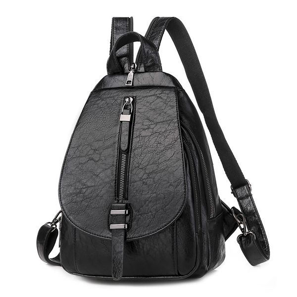 

2020 vintage women backpack ladies leisure bagpack school back pack travel chest shoulder bag good quality oil wax pu leather