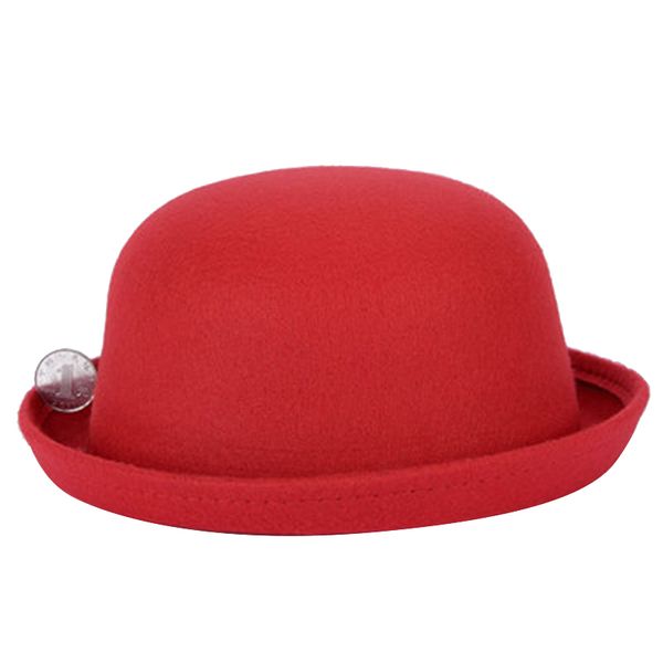 

2018 fashion winter hat fedora for woman vintage lady cute children elegant trendy wool felt bowler hats for girl and boy, Blue;gray