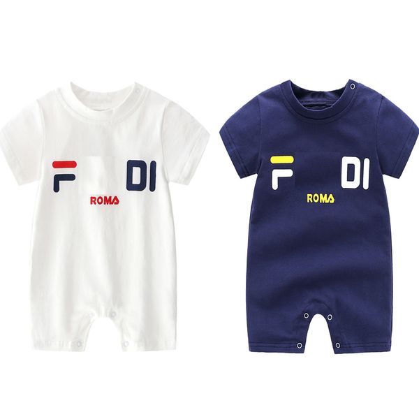 

High Quality baby kids designer clothes Romper Summer Short Sleeve Letter Print Romper Clothes 100% cotton girl kid rompers 0-2T