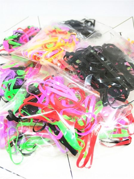 

gift color transparent children's disposable bag rubber band rubber band hair black small hair ring, Slivery;white