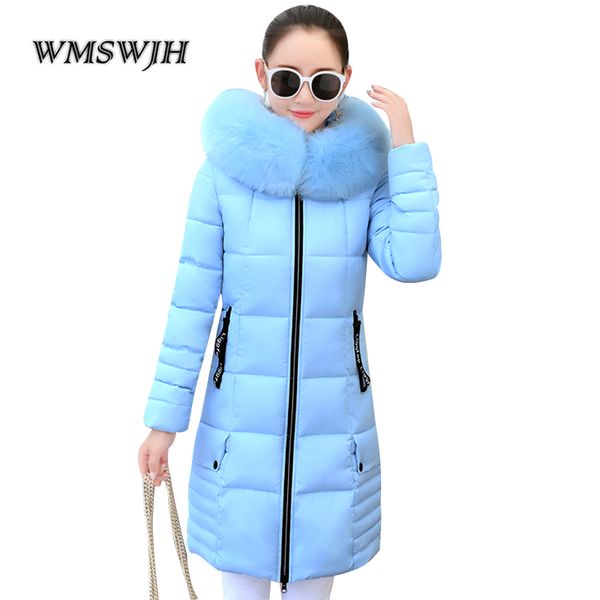 

2019 winter jacket latest elegant women coat down cotton overcoat slim medium long hooded fur collar warm jacket, Tan;black