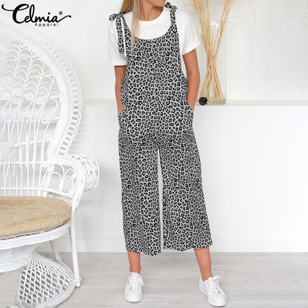 

старинные леопарда печатных комбинезоны celmia 2020 летние женщины комбинезон свободного покроя длинные комбинезон свободные шаровары женски, Black;white