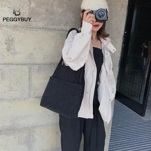

high capacity women corduroy tote ladies casual solid color shoulder bag fashion shoulder bag simple large shopping totes