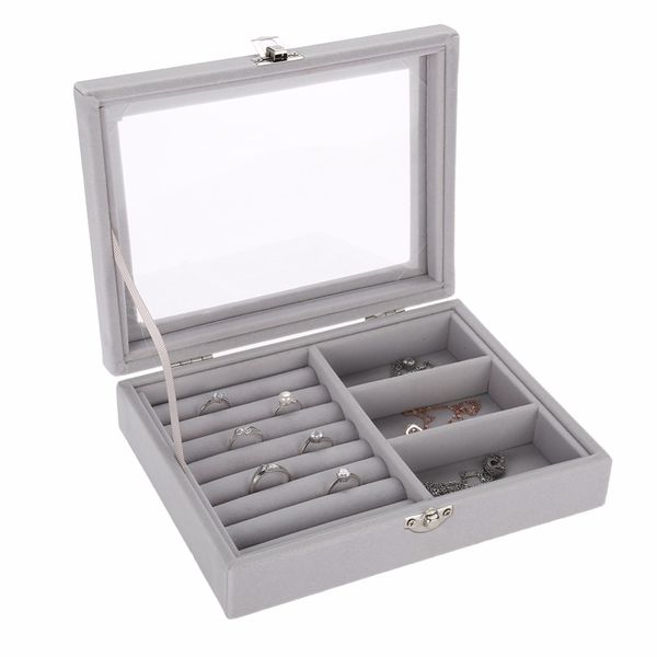 

portable velvet jewelry display box jewelry tray holder bracelet necklace earrings ring organizer display storage box casket dt0018