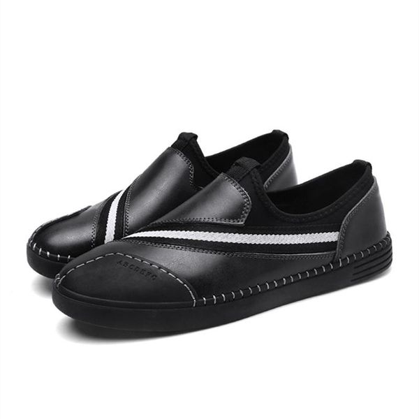 

brand minimalist design split leather men dress shoes sell mens british style boat shoes big size driving man flats, Black