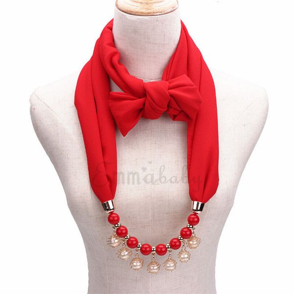 

2019 new pendant scarf necklace bohemia necklaces for women chiffon scarves pendant jewelry wrap foulard female accessories