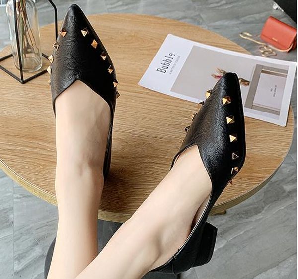

2020 women's shoes in spring and autumn with new style low heel pointed end@9066, Black