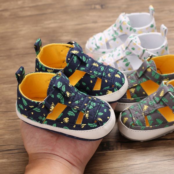 

baby boys sandals newborn baby boy kids leisure crib shoes print soft sole sandals 0-18m, Black;red