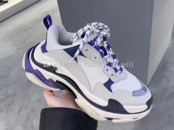 

paris 17fw fashion luxury designer women shoes dad shoes triple s 17fw sneakers for men women spring chaussures navy blue orange daddy shoes
