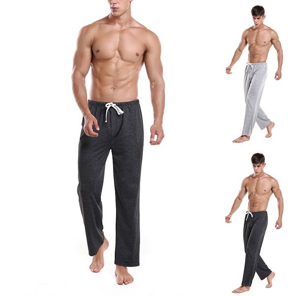 

monerffi 2019 men solid comfortable pajamas pants male autumn long home pant sleepwear mens casual loose trousers homme pajama, Black;brown