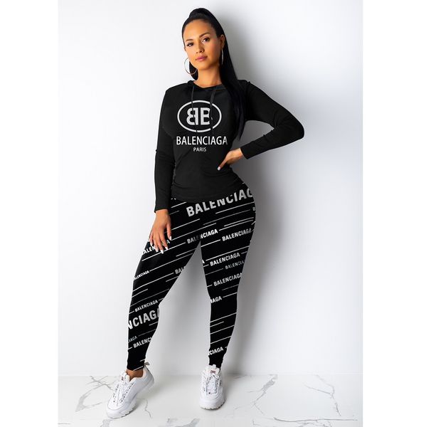 

women designer fashion tracksuits luxury clothing set long sleeve + pants two piece set womens causal print tracksuits, White