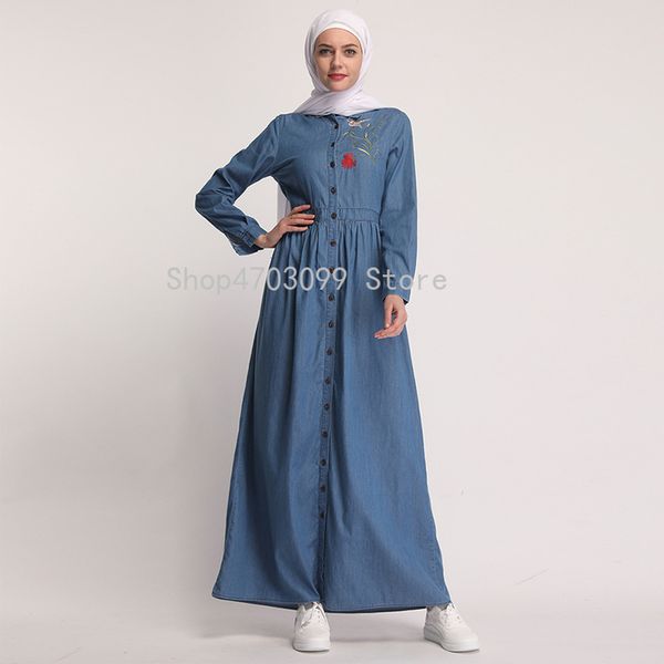 

denim kaftan abaya dubai islam cardigan hijab muslim dress abayas for women qatar uae oman caftan robe turkish islamic clothing, Red