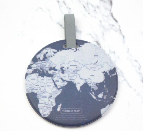 

bag parts luggage tag global map silica suitcase id address holder identifier baggage boarding tags portable travel accessories, Black