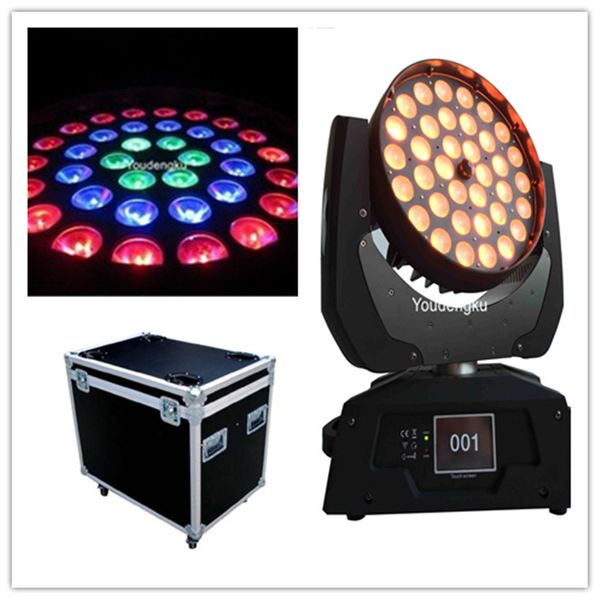 

2 pcs led moving head lights 36x15w dm 5 in1 zoom rgbwa wash pro stage disco led movinghead light with flightcase