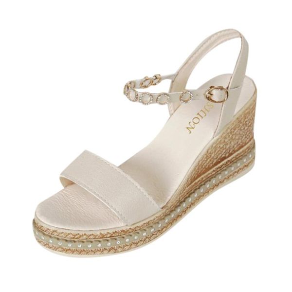 

sagace women's wedges womens fashion summer solid peep toe casual wedge platform shoes ladies sandals new summer sandals, Black