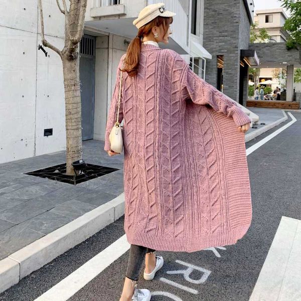 

winter sweater women's mid-length long section 2020 spring new korean loose wool knit cardigan jacket fashion knit sweater, White