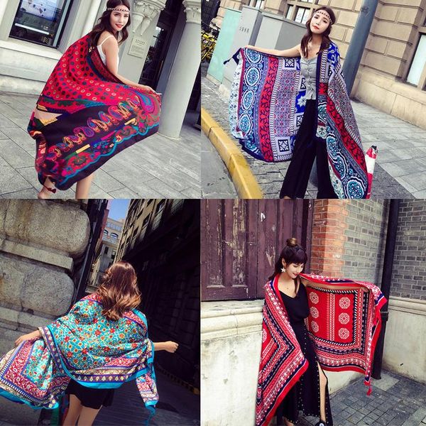 

american and european style pashmina fashion lady shawls 2019 spring and summer bohemia polyester tassels scarves & wraps wholesale lsf054, Blue;gray
