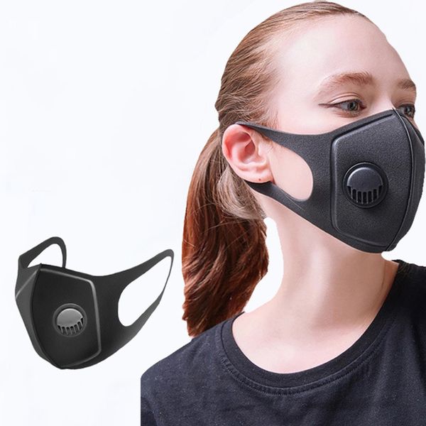 

in stockwashable anti-bacterial black sponge masks with breath valve anti dust pollution respirator mask breathing face mouth mask
