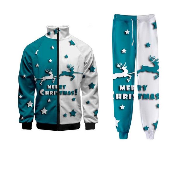 

new fashion mens/womens christmas funny 3d print casual zipper hoodies jackets+pants sk14, Black
