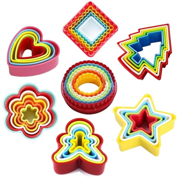 

diy cookies baking tools rainbow silicone heart star cookies molds chirstmas tree flower cake mould biscuit molds 5pc/lot