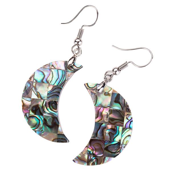 

fashion shell earrings moon natural abalone shell earrings jewelry, Silver