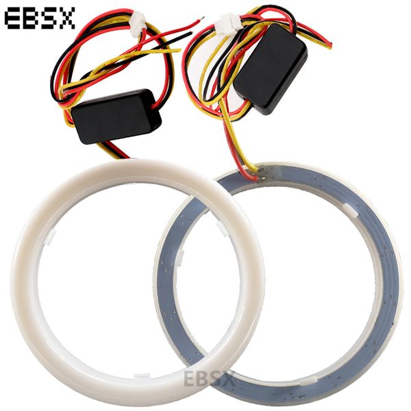 

4pcs 12v car angel eyes 60mm 70mm 80mm 90mm 95mm 100mm 110mm 120mm auto halo rings cotton lights 4014 smd white+yellow headlight