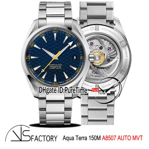 

vsf aqua terra 150m gauss "spectre" james bond 007 a8507 automatic mens watch blue textured dial ss bracelet 231.10.42.21.03.004 p, Slivery;brown