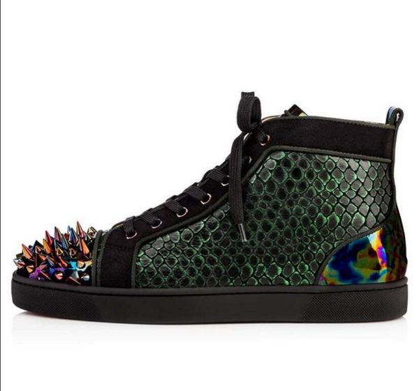 

name brand red bottom men shoes sneakers spikes colors leathers sneakers patent leather+graffiti inside sports footwear orlato trainers, Black