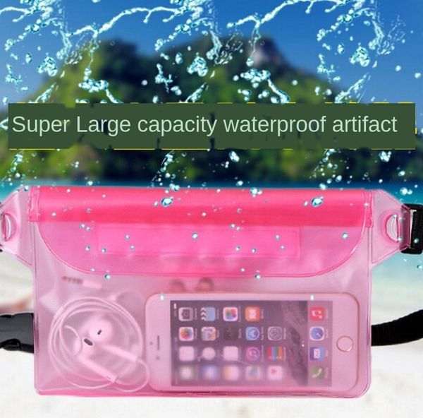 

three-layer sealed sports waterproof storage mobile phone mobile phone swimming drifting waterproof waist bag large pvc storage bag