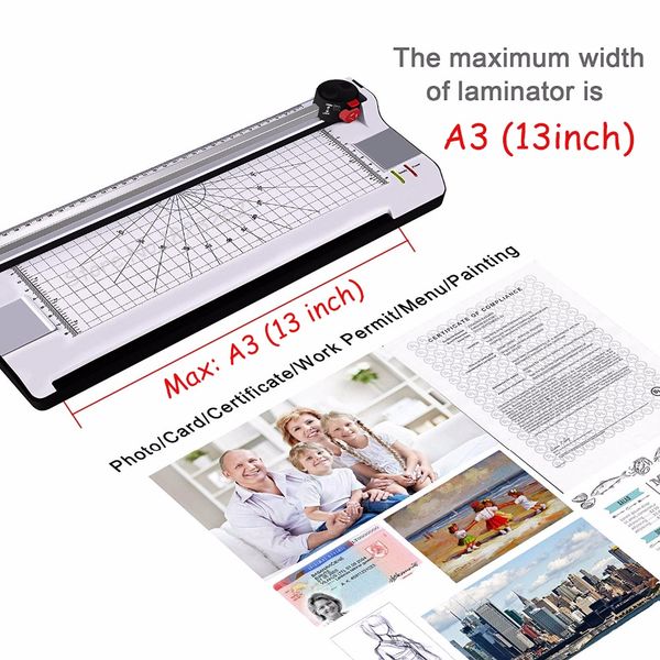 

термальный ламинатор для a3/a4/a6 2 роликовая система ламинаторная машина с триммером и угловым округлителем быстрый прогрев для домашнего о