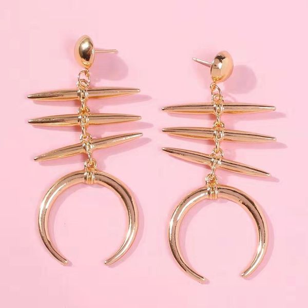 

gold fishbone dangle earrings for women luxury designer fish bone alloy fashion chandelier earrings friendship birthday gifts ing, Silver