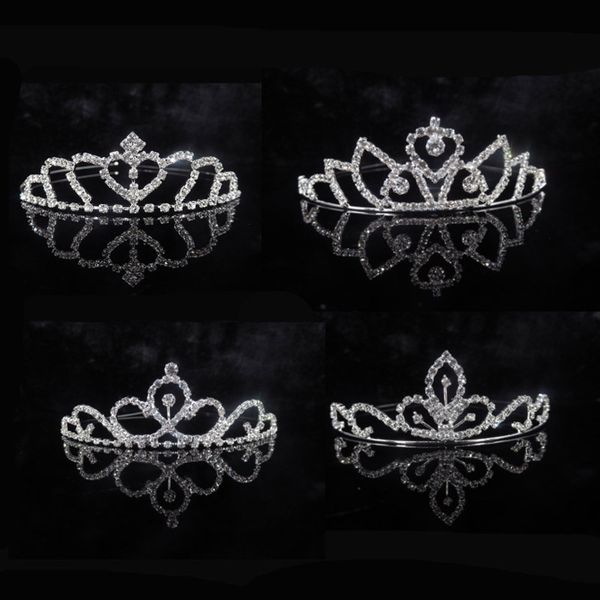

princess crystal tiaras and crowns headband kid girls love bridal prom crown wedding party accessiories hair jewelry, Slivery;white