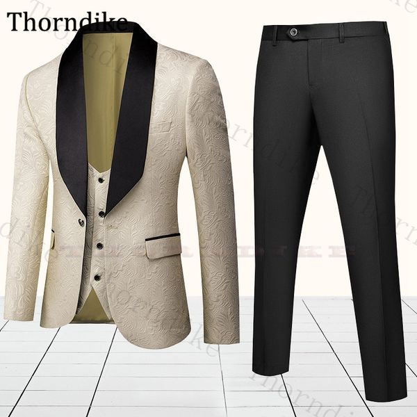 

thorndike slim fit mens suits with pants wedding groom tuxedo costume shawl lapel party prom suit men 3 pieces set wedding suits, White;black