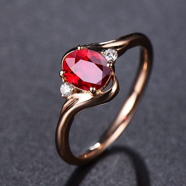

European and American luxury temperament 18K Rose Gold Plated pigeon blood ruby opening adjustable ring female jewelry wholesale